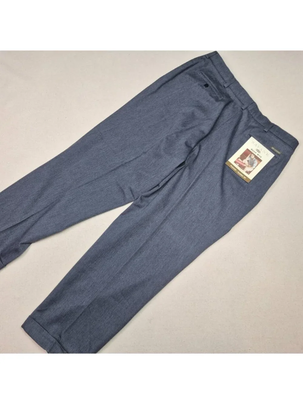 Savane by Farah Men's Pleated Turn-Up Charcoal Gray Dress Pants Sz 40/29 VTG NWT